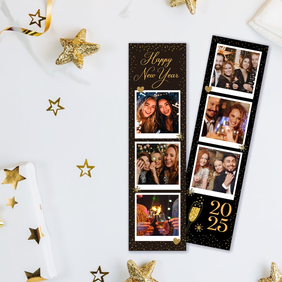 Zestaw 2 spersonalizowanych magnesów ze zdjęciami i napisem – Happy New Year