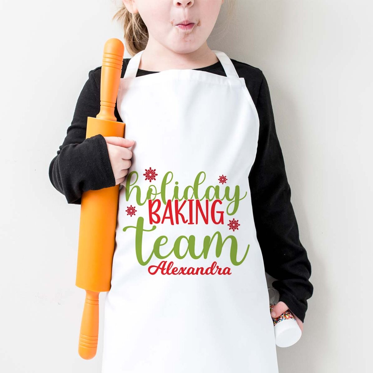 Spodki dla dzieci z indywidualnym napisem – Holiday baking team