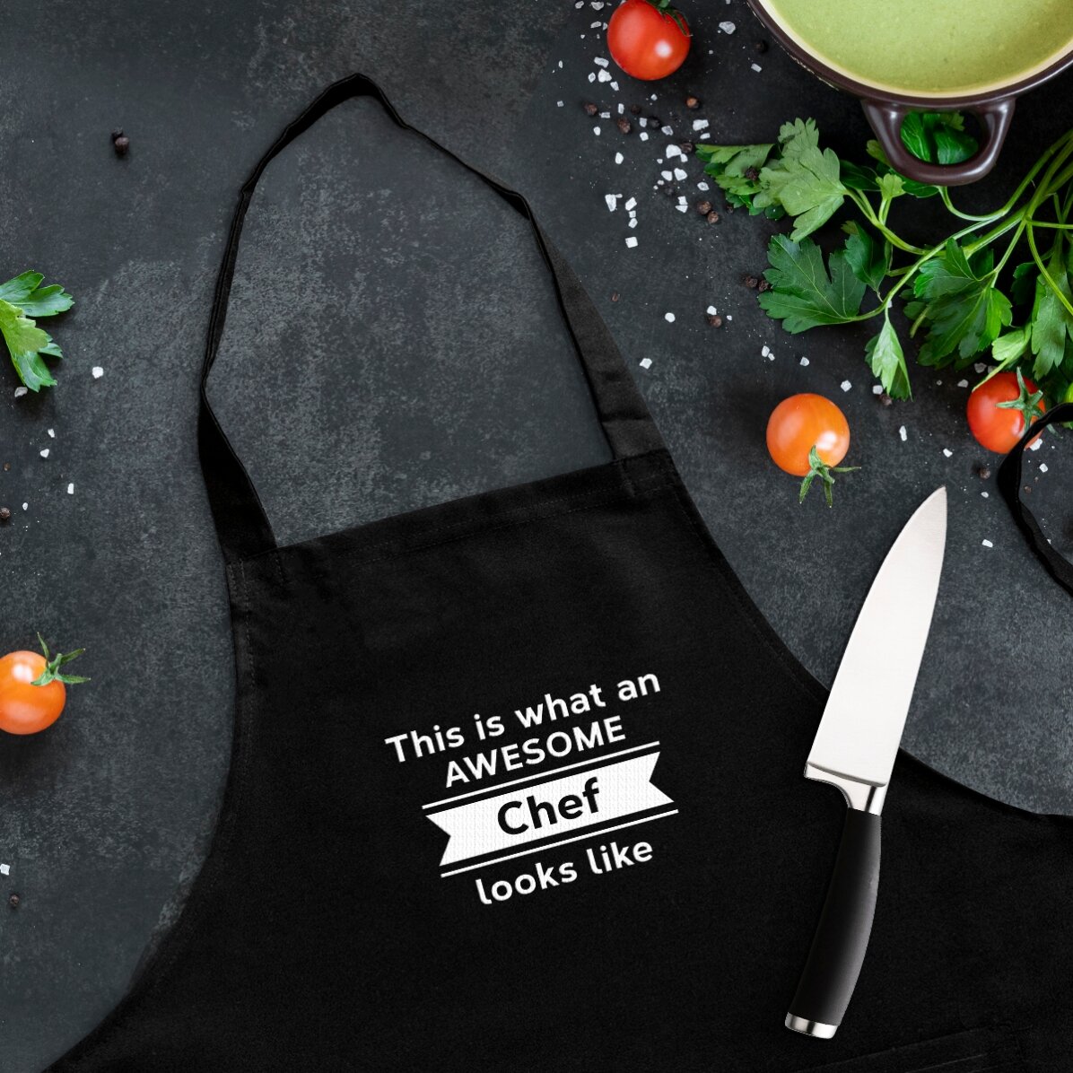 Customised apron with text - Awesome Chef