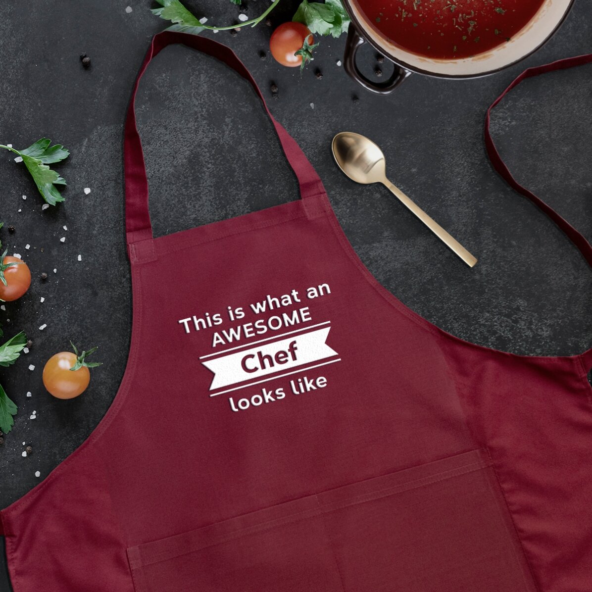 Customised apron with text - Awesome Chef