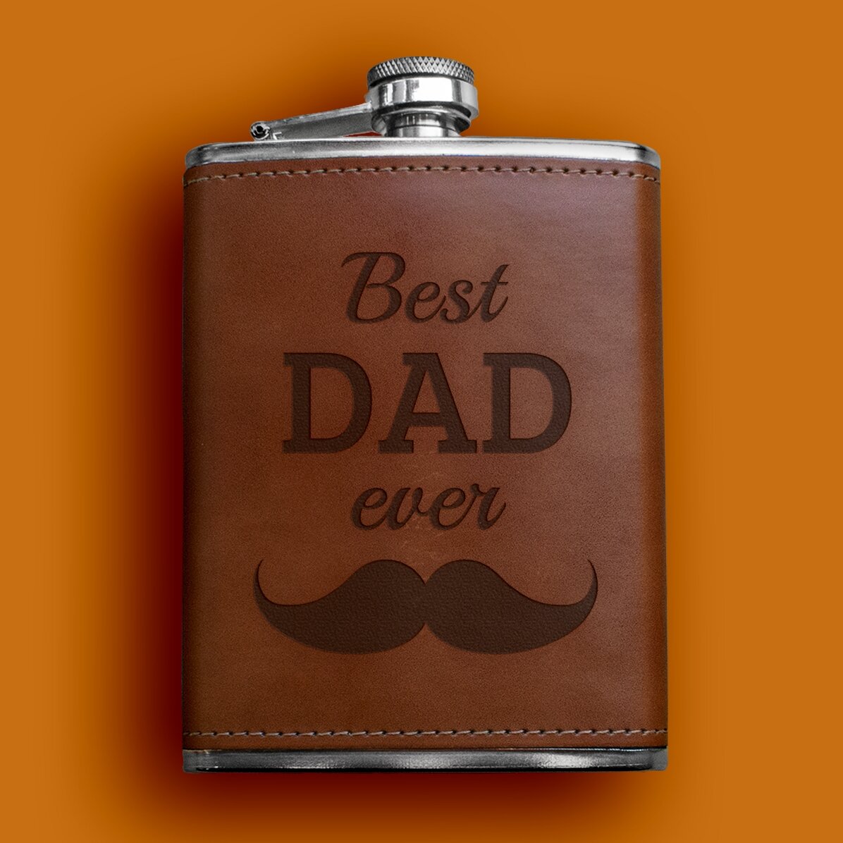 Spersonalizowana butelka kieszonkowa w skórzanym etui – Best DAD