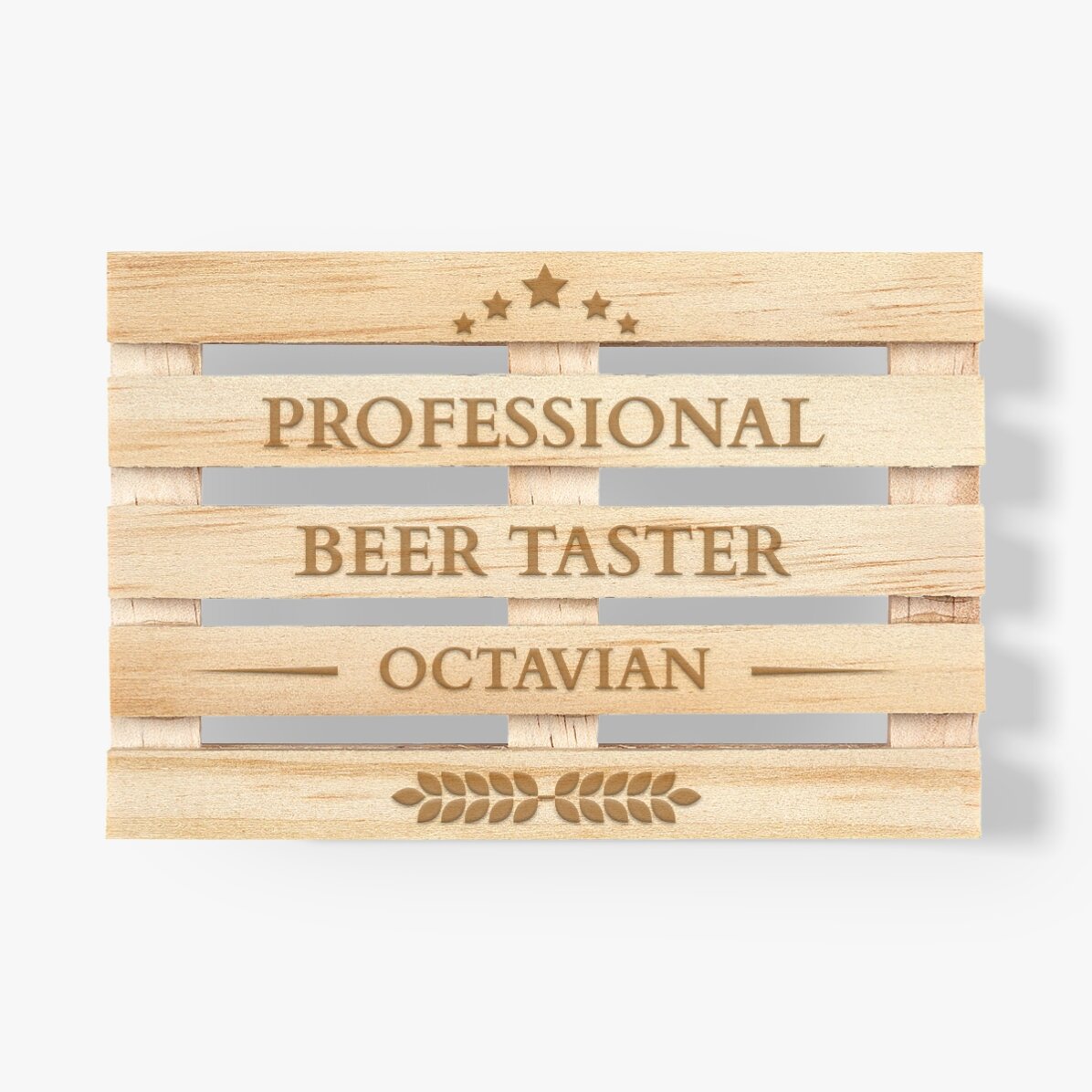 Spodek pod szklankę w kształcie łopatki z indywidualnym napisem – Beer taster