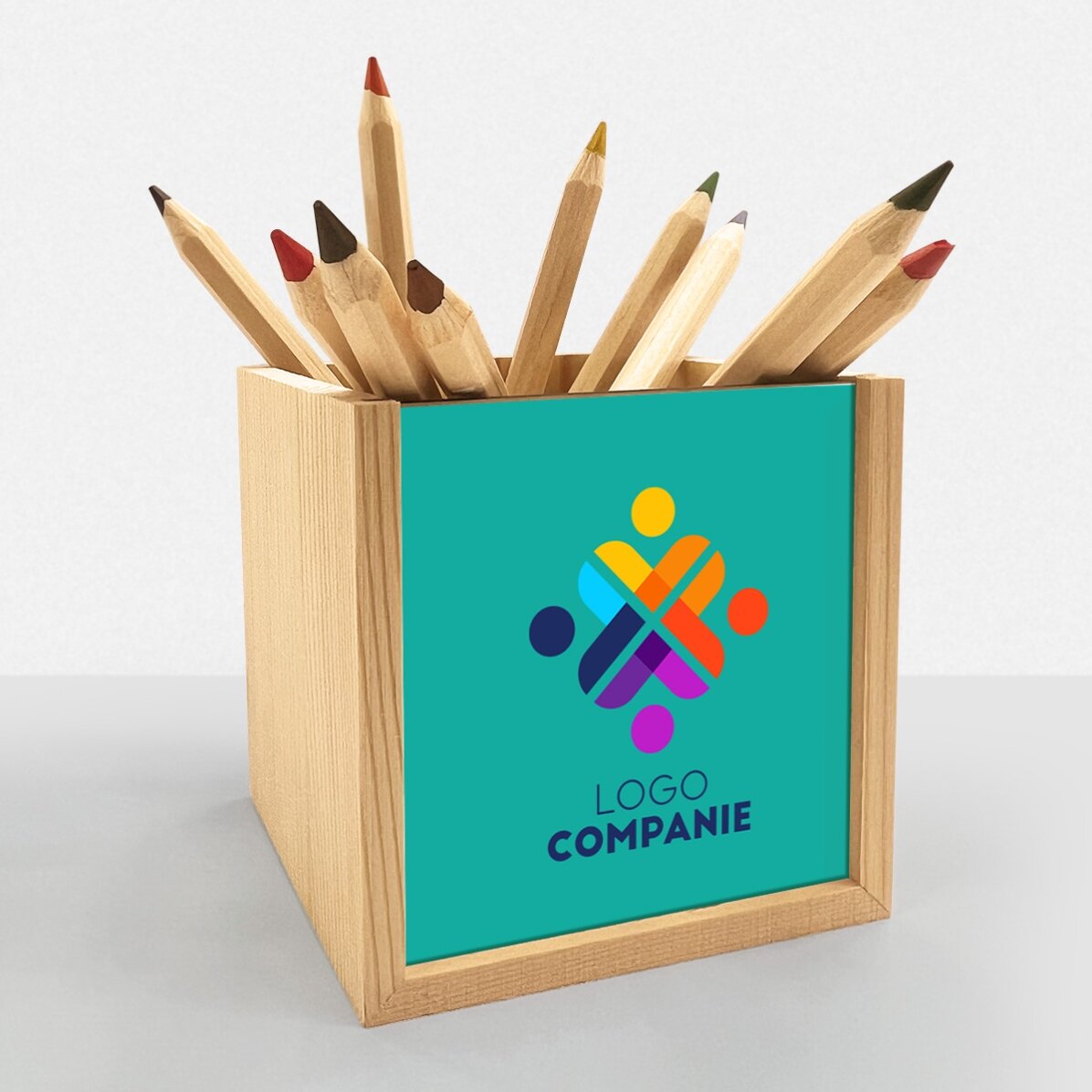 Personalised pencil holder with logo