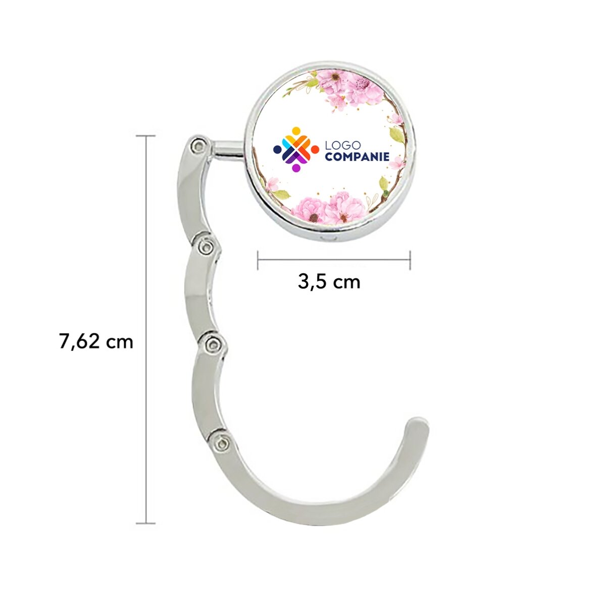 Personalised bag holder for table with logo and floral pattern