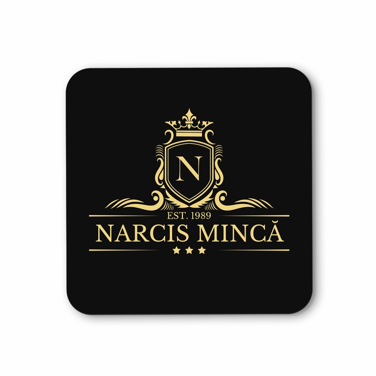 Spodek pod szklankę z personalizacją: inicjał i imię