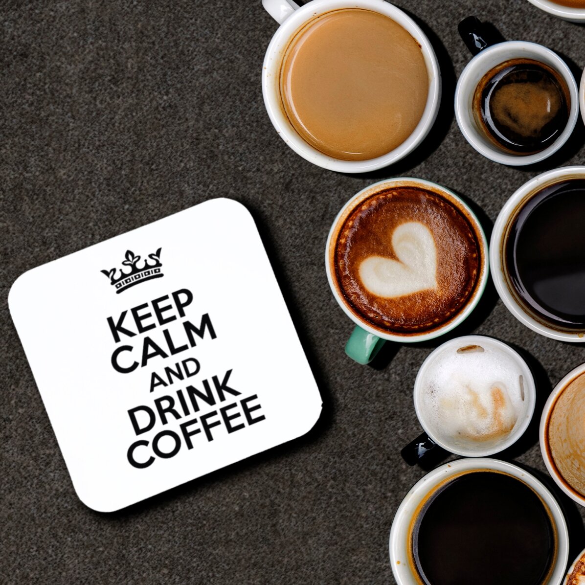 Spersonalizowany podstawka pod szklankę z napisem – Keep Calm White