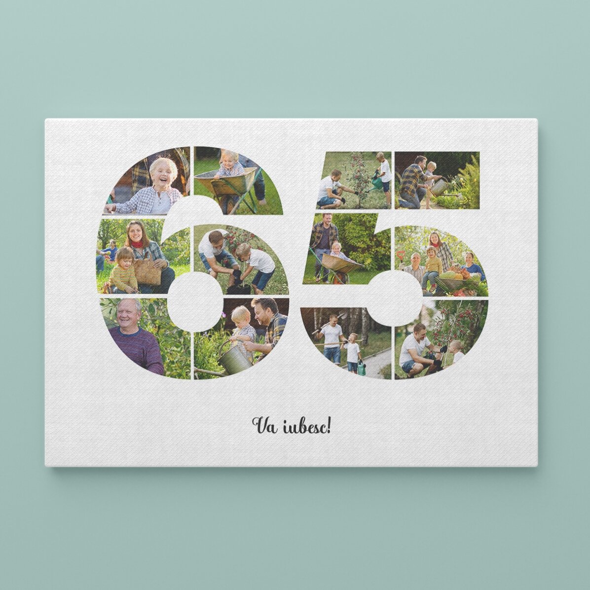 Spersonalizowany obraz w formacie poziomym z 12 zdjęciami – model nr 65 oraz tekstem