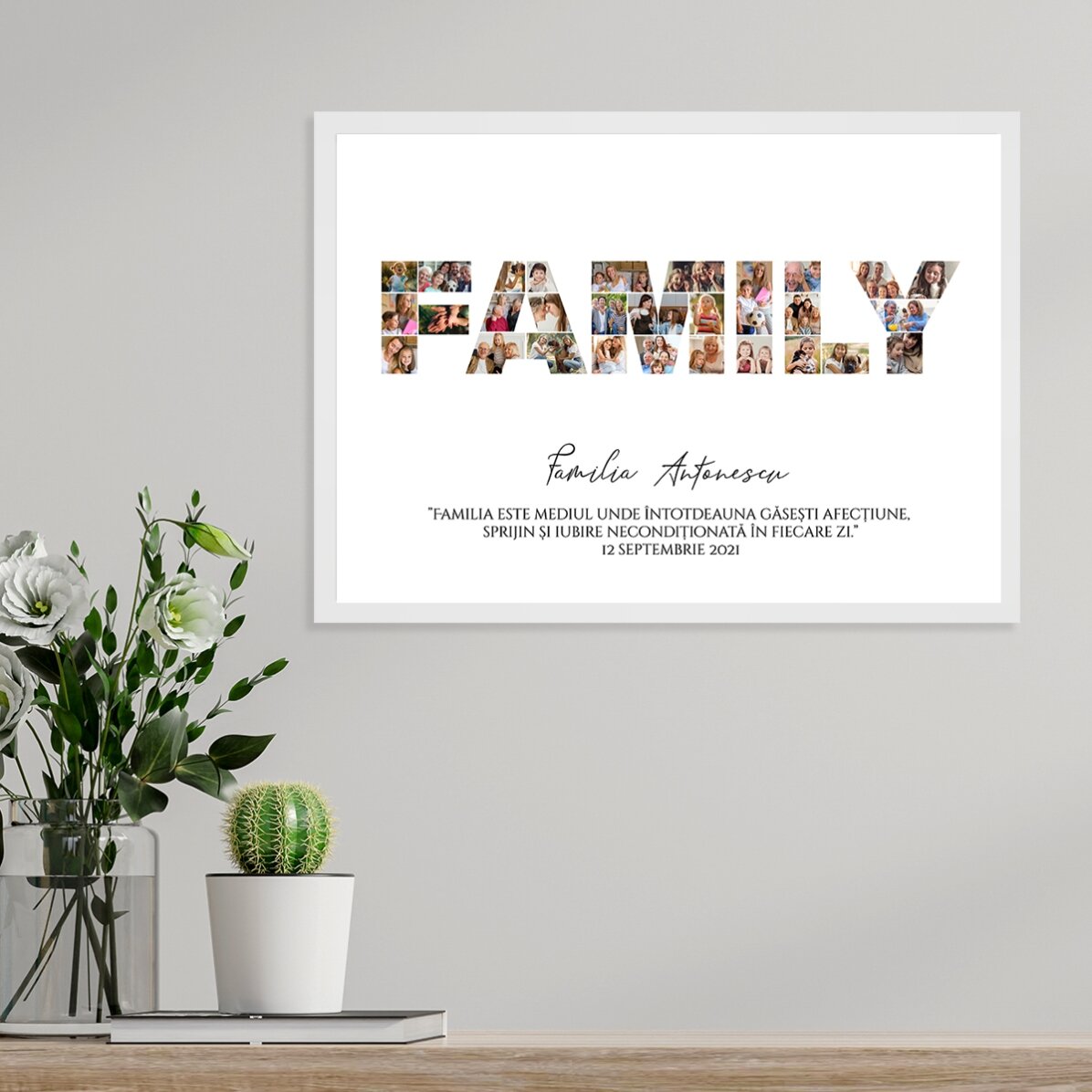 Personalised landscape canvas with 30 photos and text - Family