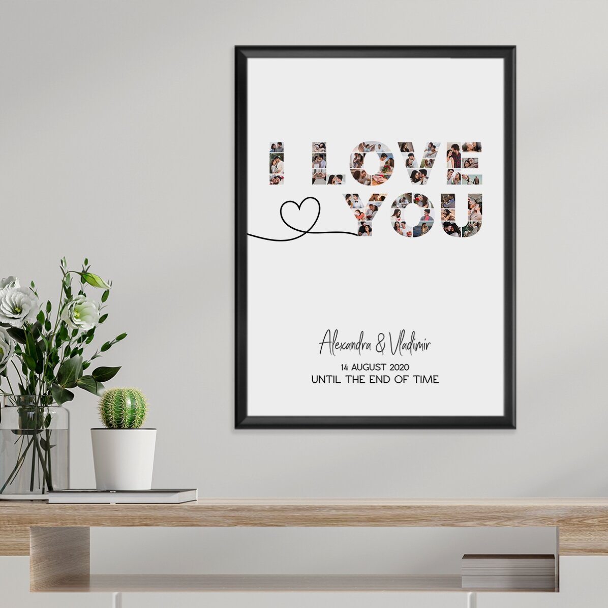 Spersonalizowany obraz z 39 zdjęciami i napisem – „I love you”