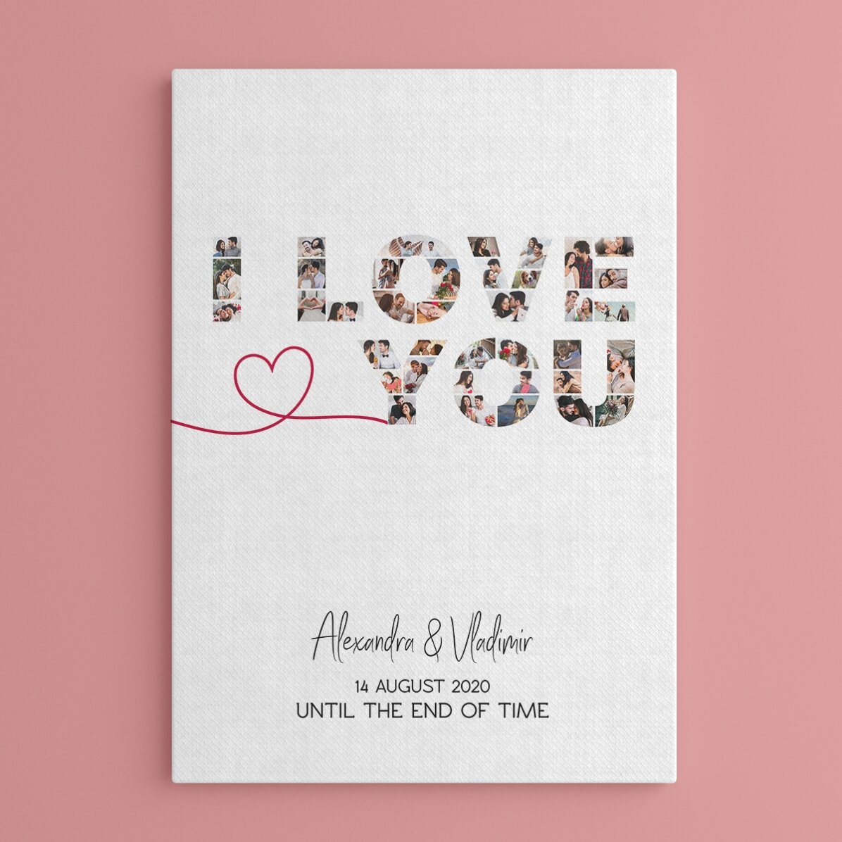Spersonalizowany obraz z 39 zdjęciami i napisem – „I love you”