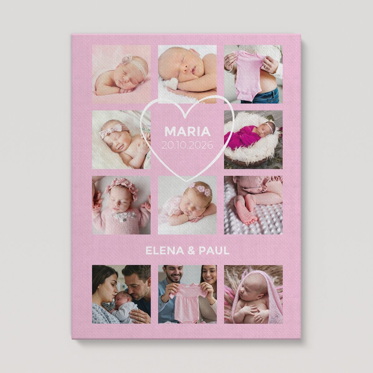 Spersonalizowany obrazek z napisem i 11 zdjęciami – Baby