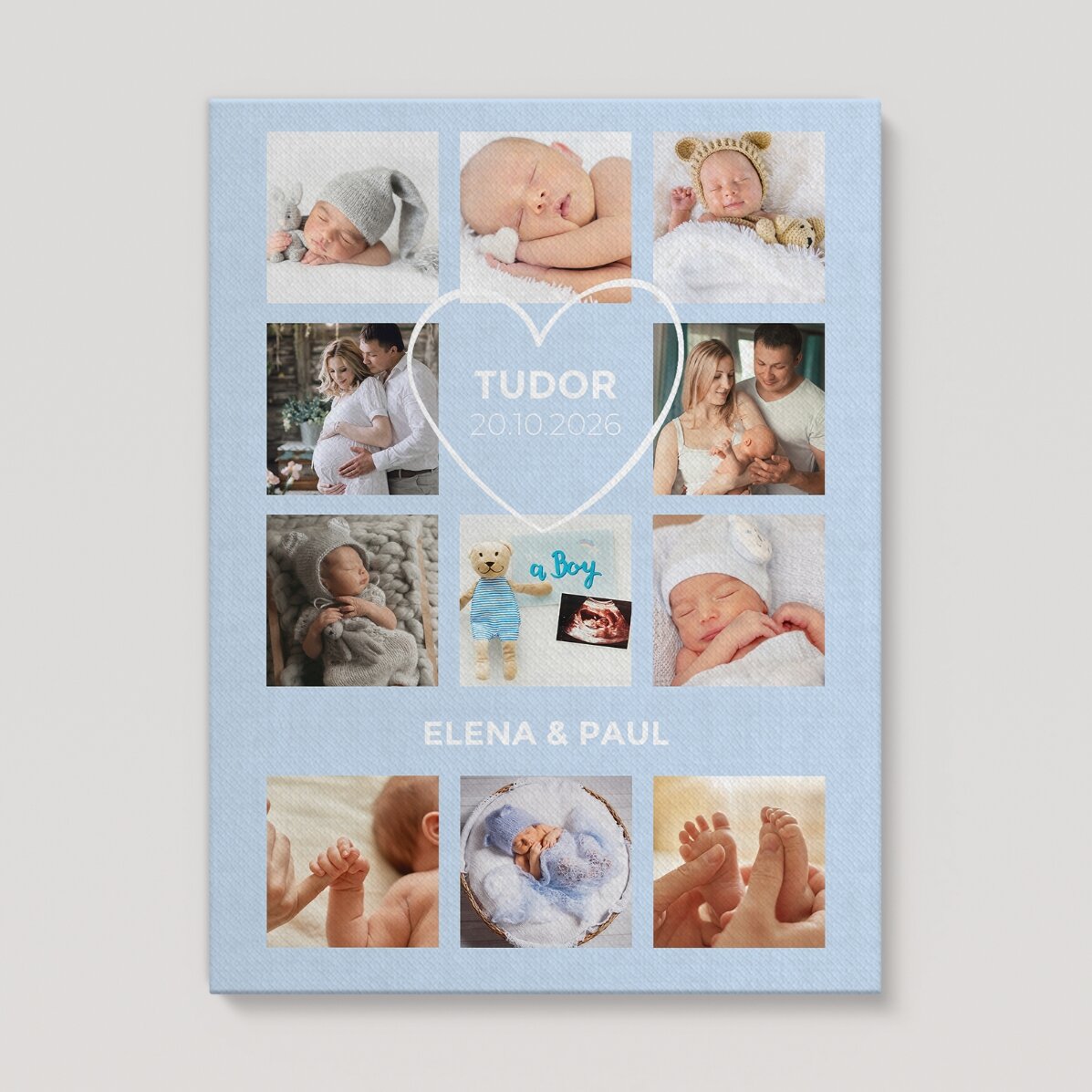 Spersonalizowany obrazek z napisem i 11 zdjęciami – Baby