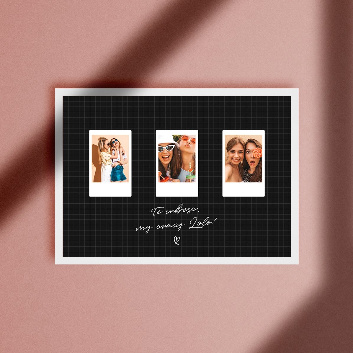 Spersonalizowany obrazek z napisem i trzema zdjęciami w formacie Polaroid – Najlepsi przyjaciele