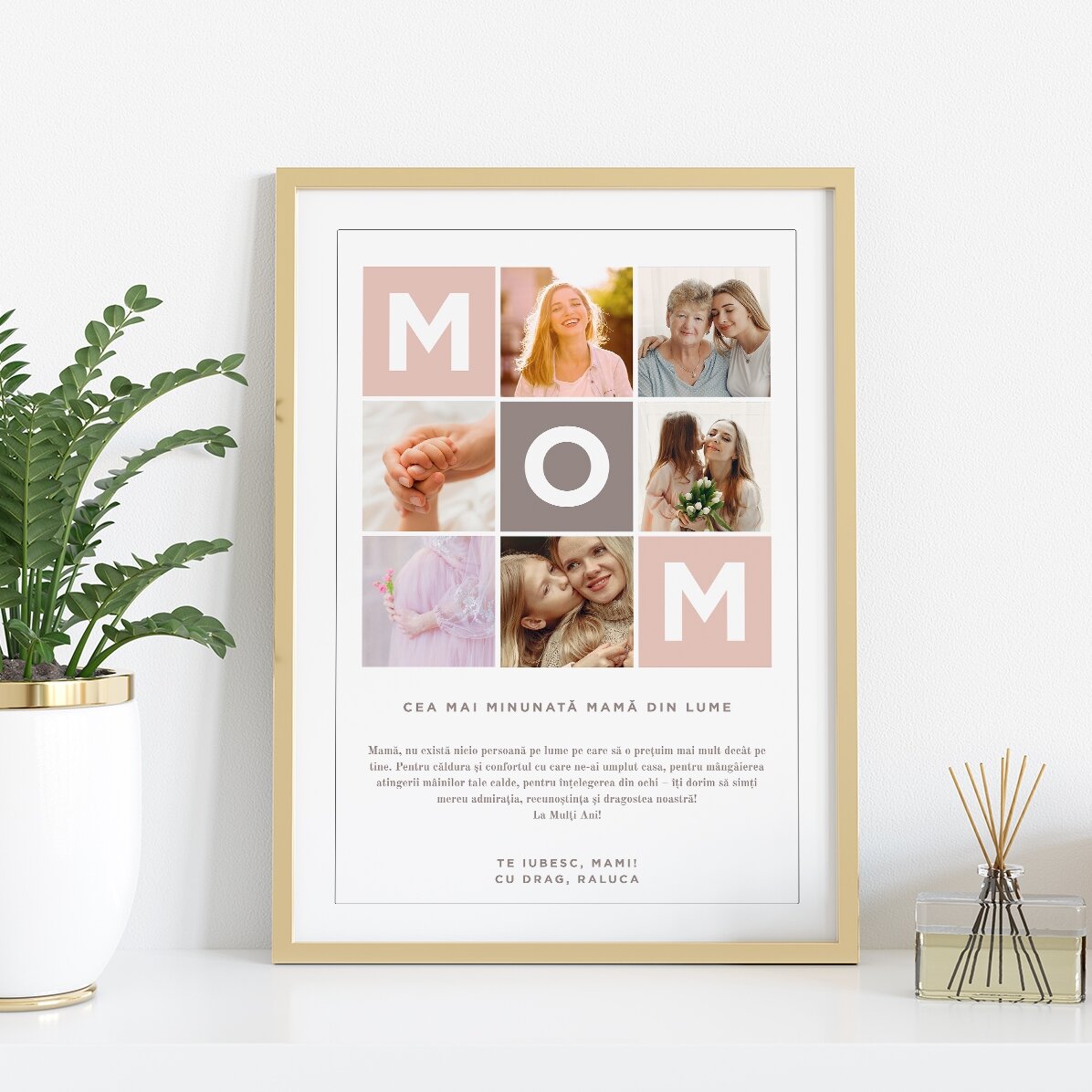 Spersonalizowany obraz z napisem i 6 zdjęciami – MOM