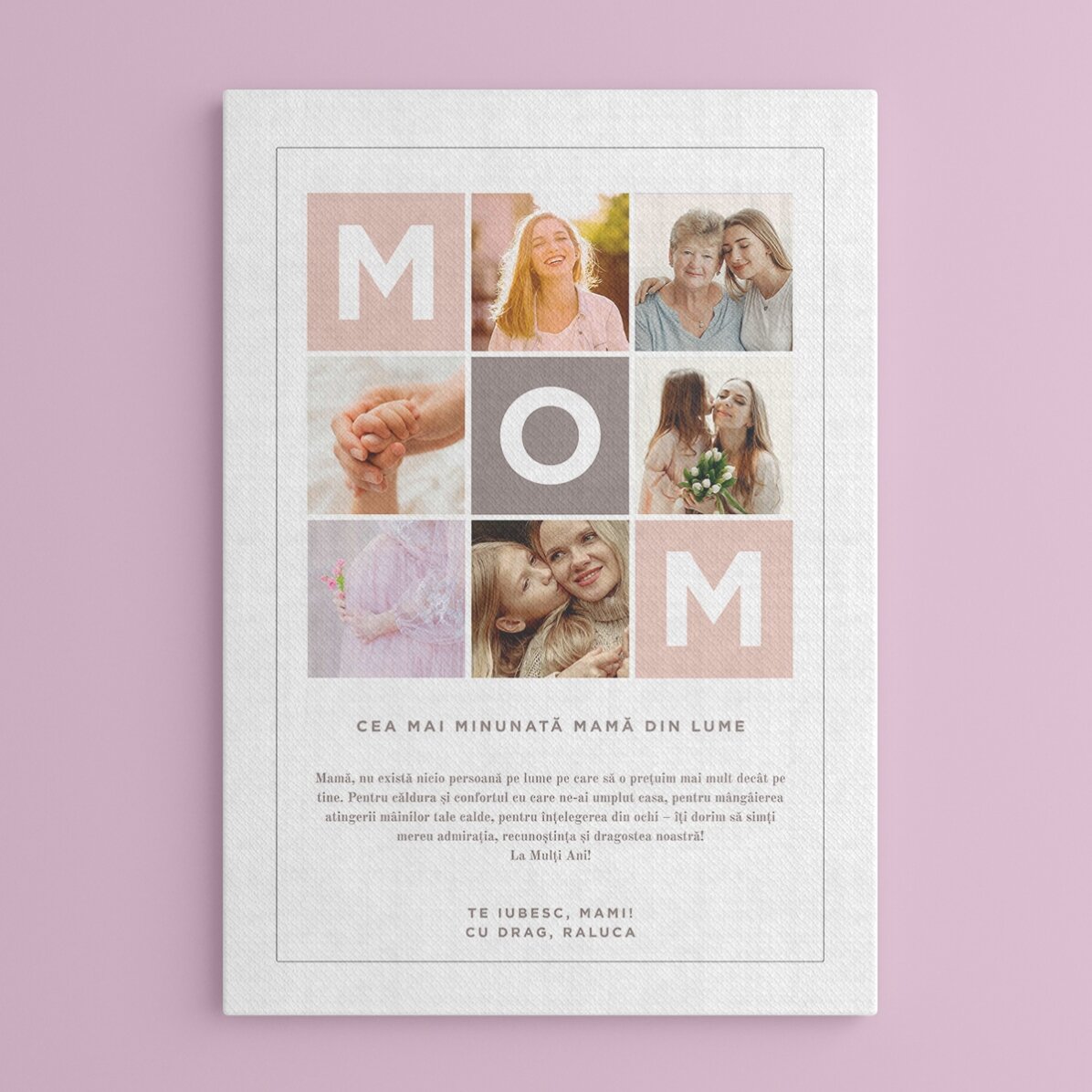 Spersonalizowany obraz z napisem i 6 zdjęciami – MOM
