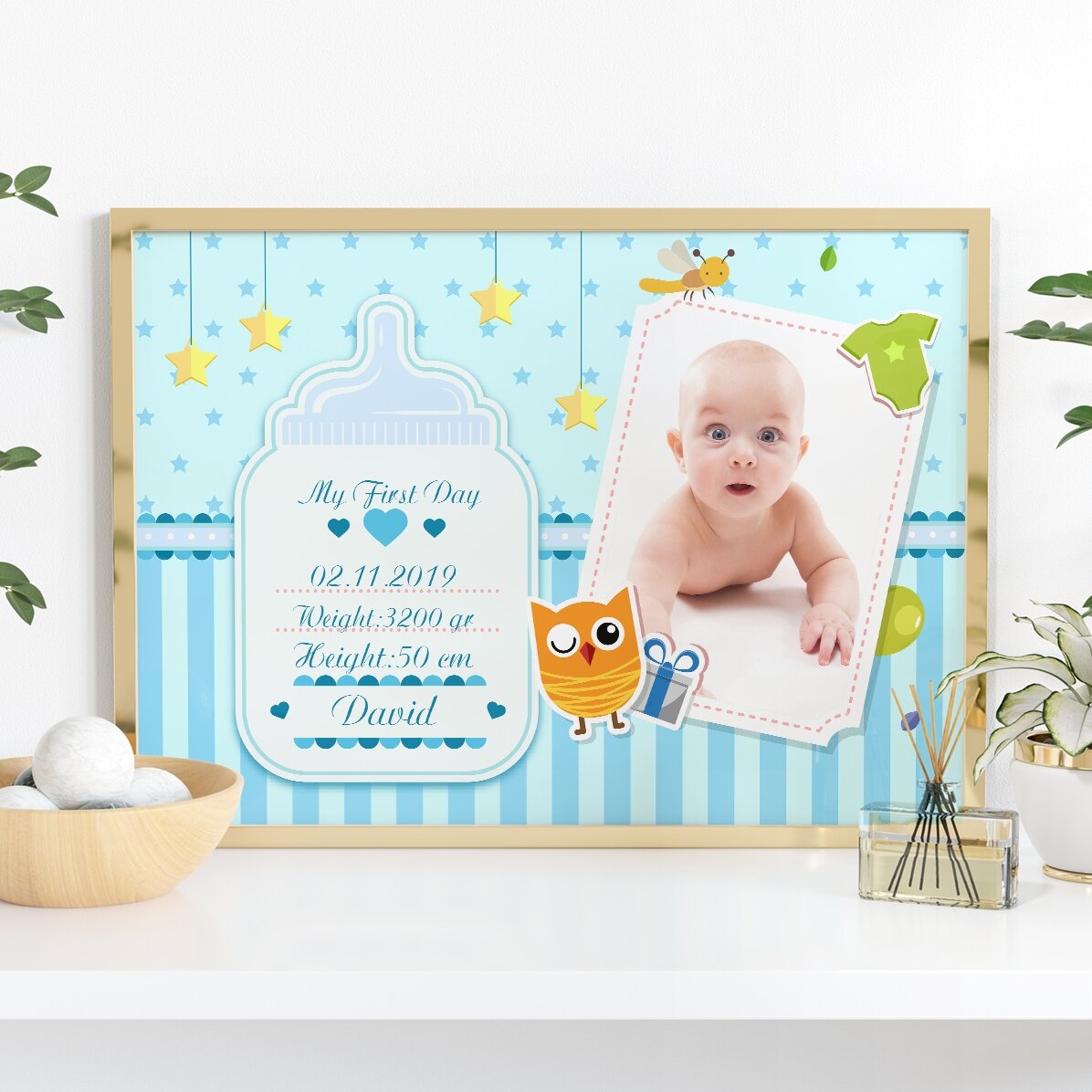 Personalised painting for newborns - Boy