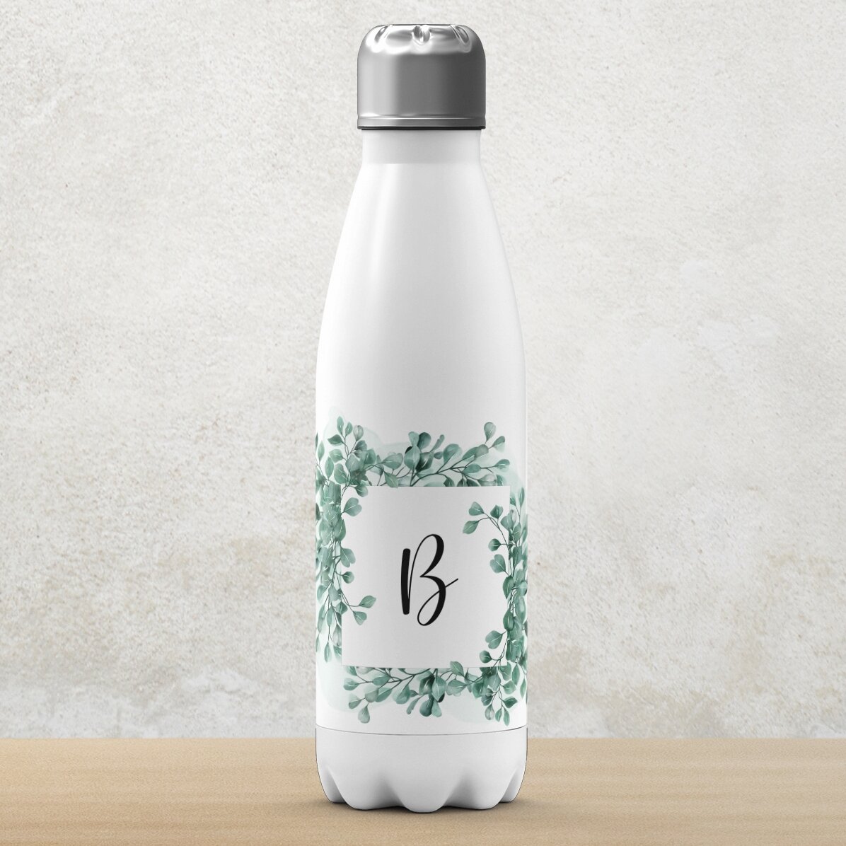 Thermos with white base personalised with initial