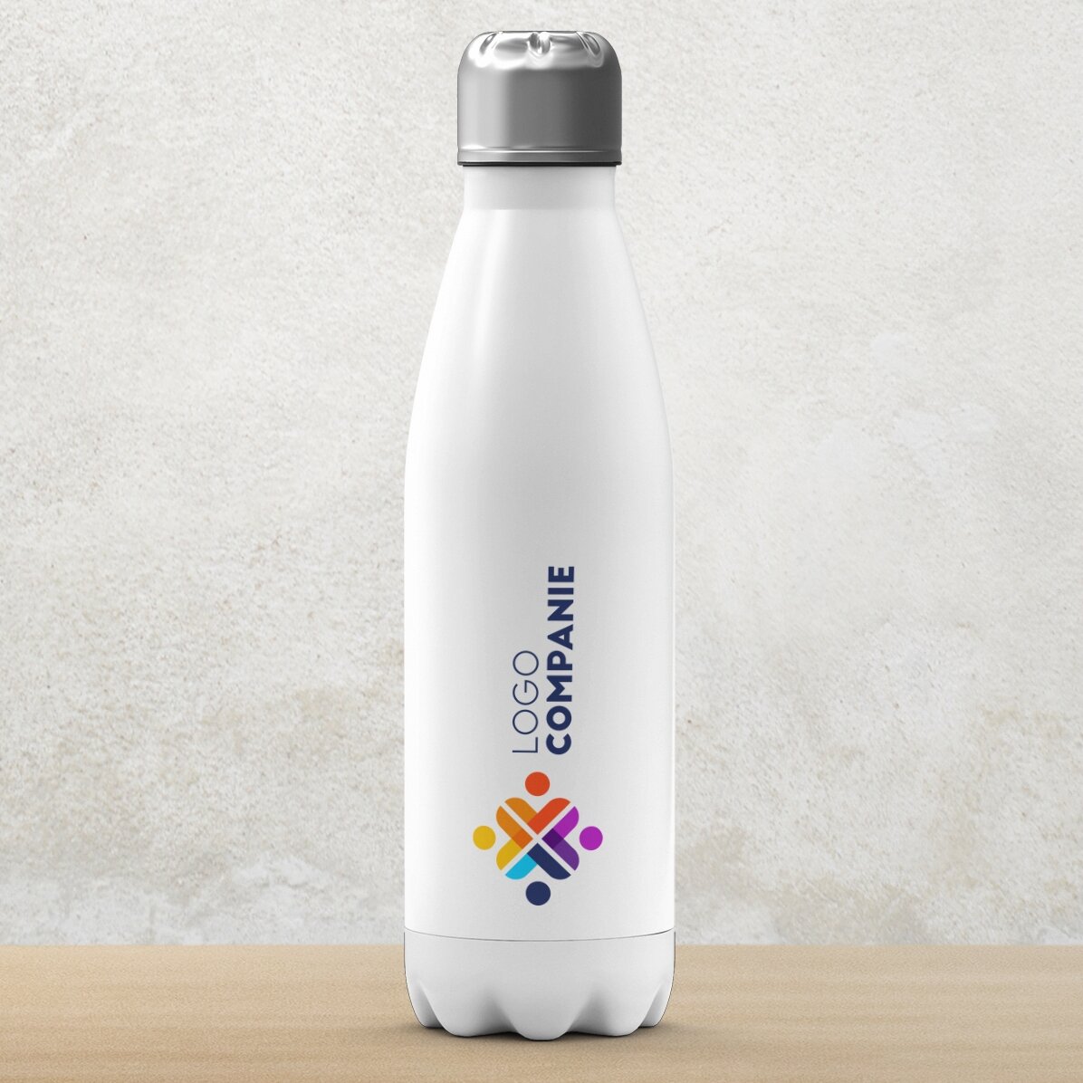 Termos z białą podstawą, spersonalizowany z logo