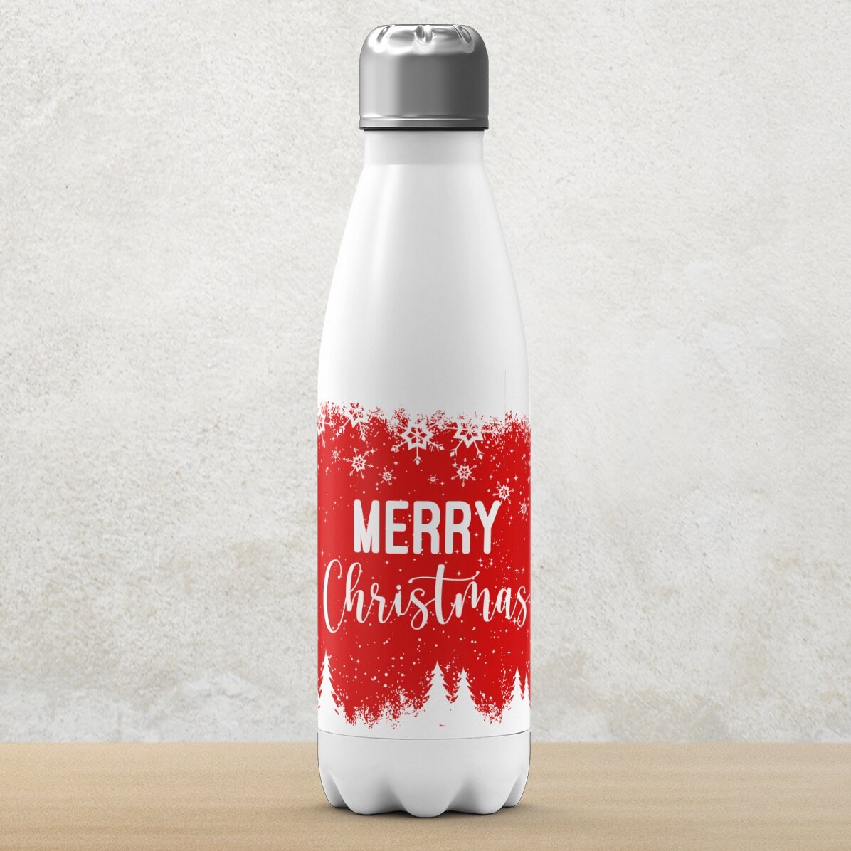 Termos z białą podstawą, spersonalizowany imieniem – Winter spirit