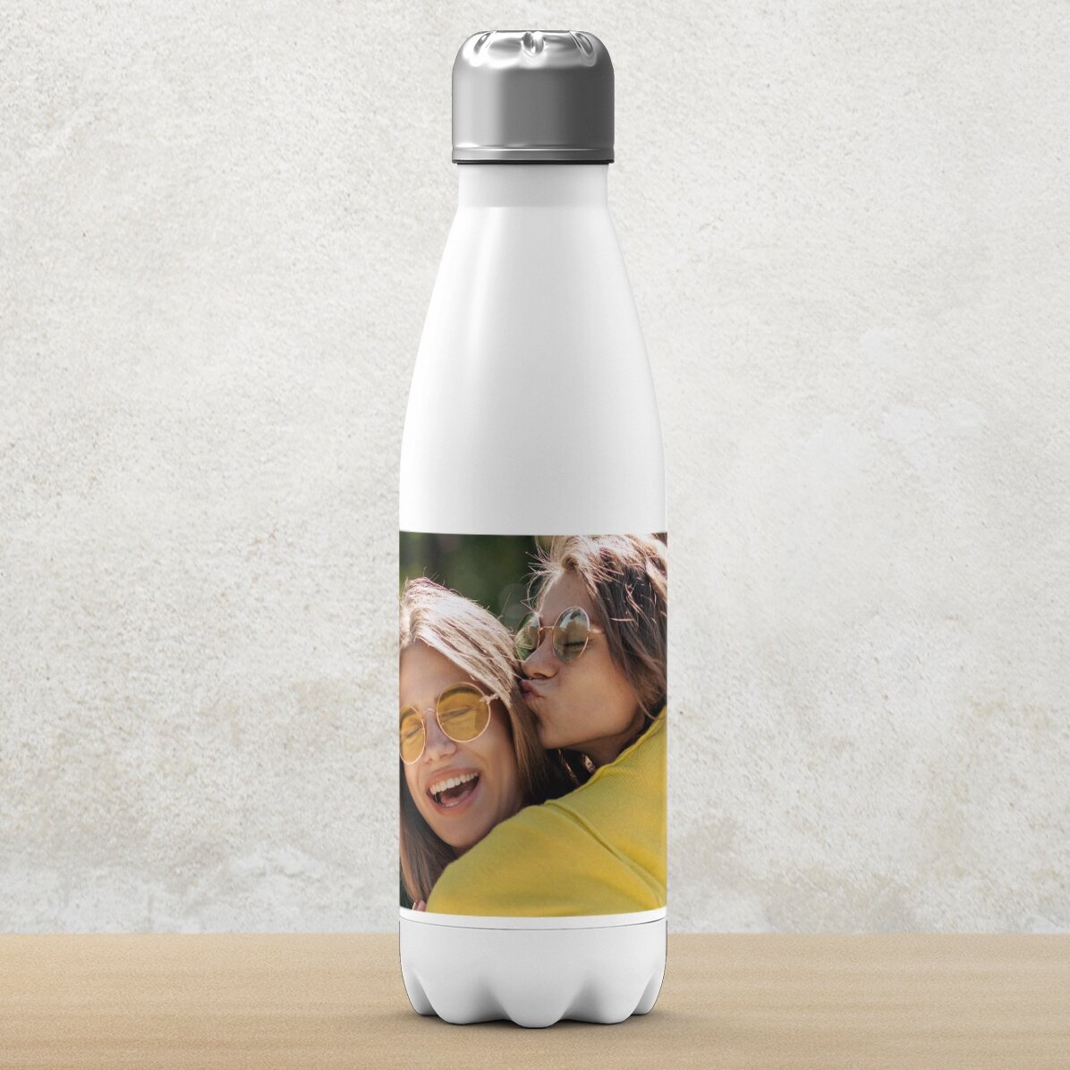 Thermos with white base personalised with a landscape photo