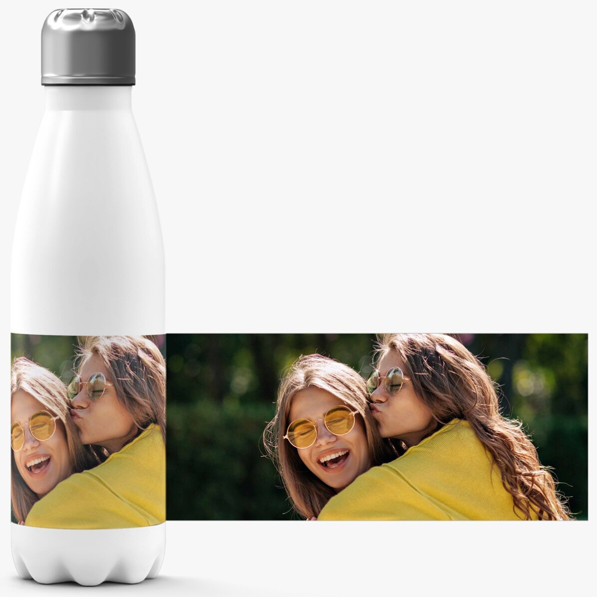 Thermos with white base personalised with a landscape photo