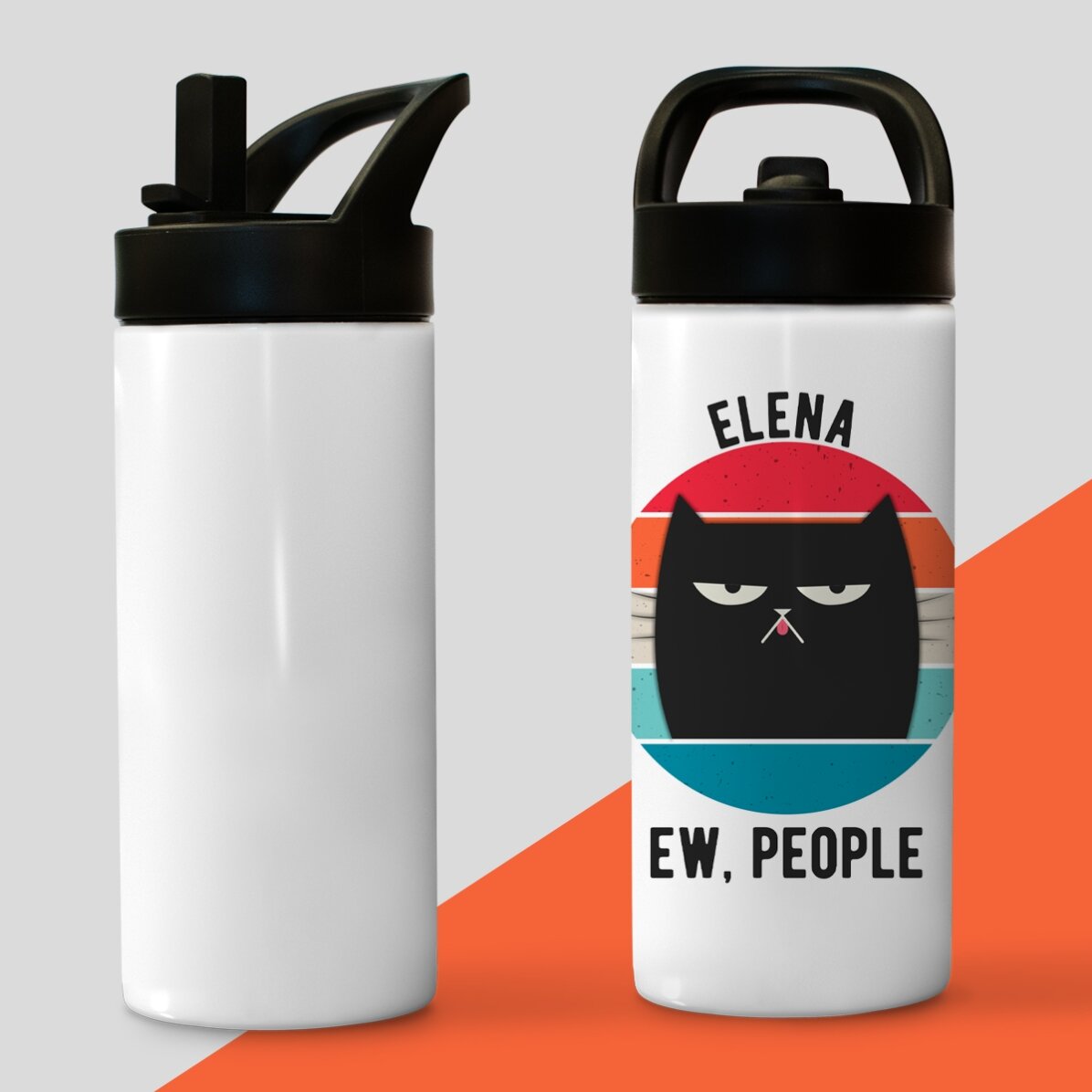 Termos z uchwytem i słomką, spersonalizowany imieniem – Ew, people
