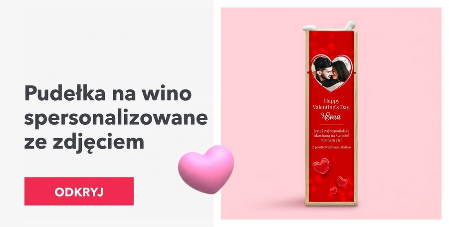 Spersonalizowane pudełka na wino ze zdjęciem na Walentynki