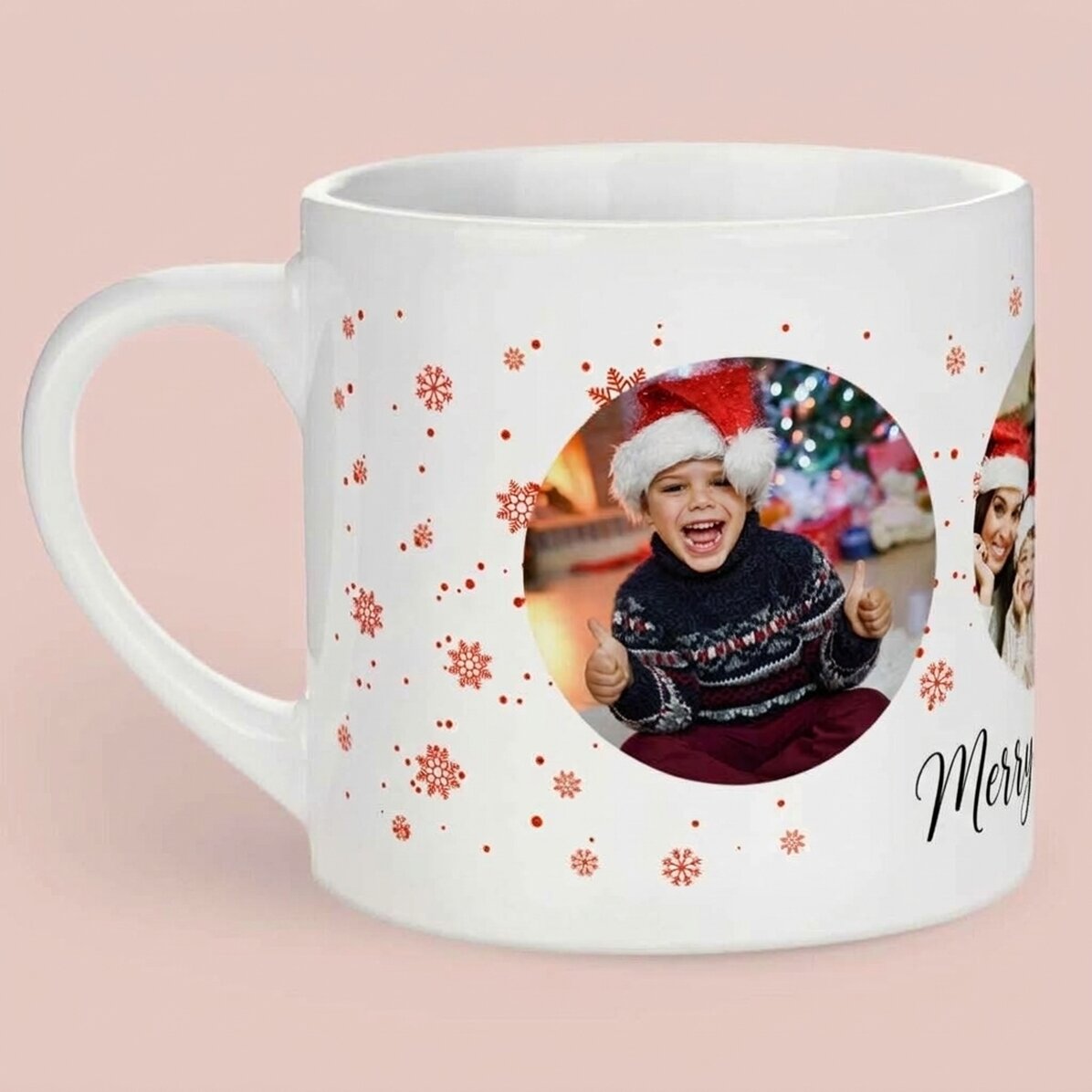 Spersonalizowany kubek dla dzieci z 3 zdjęciami – Christmas joy