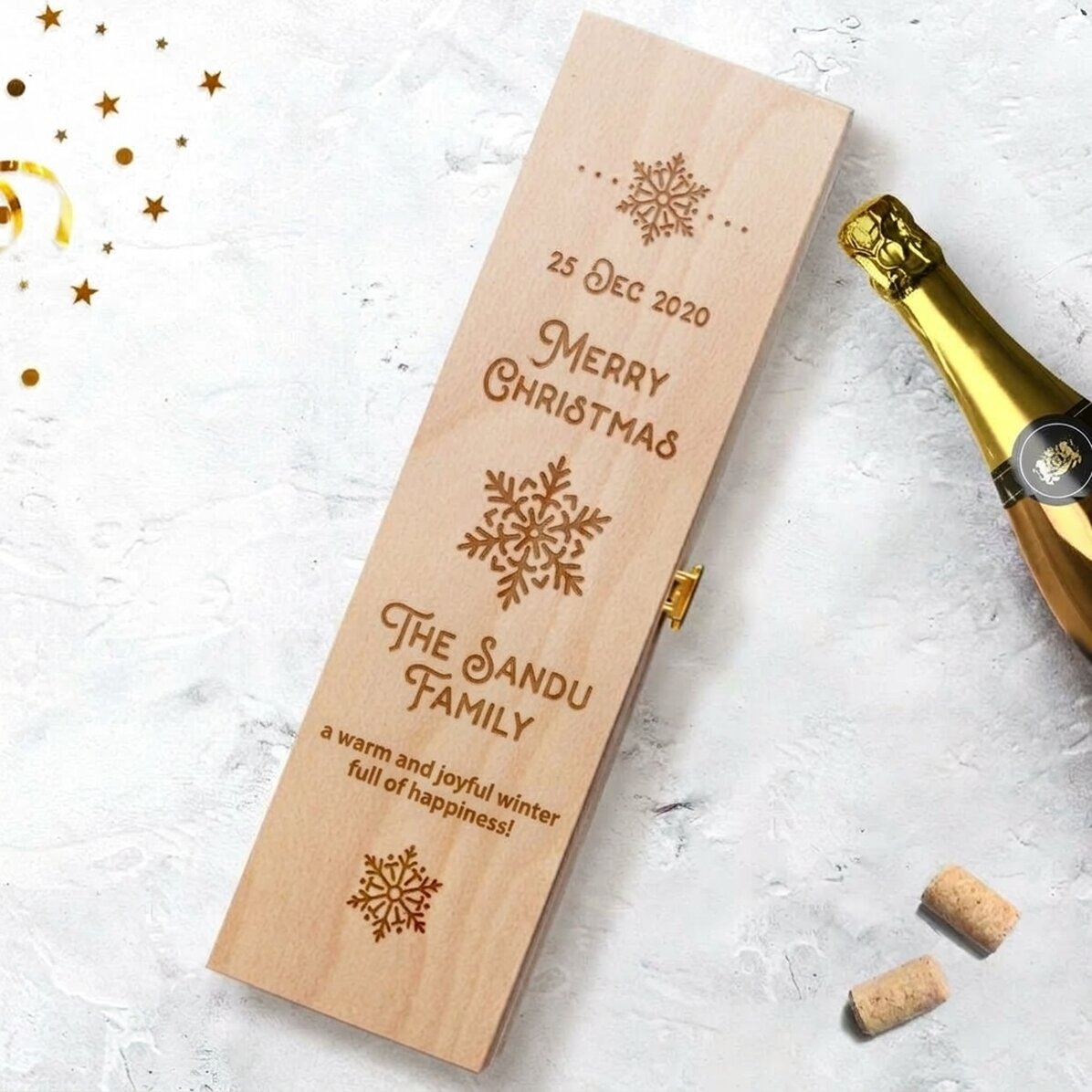 Spersonalizowane pudełko na wino musujące – Christmas magic