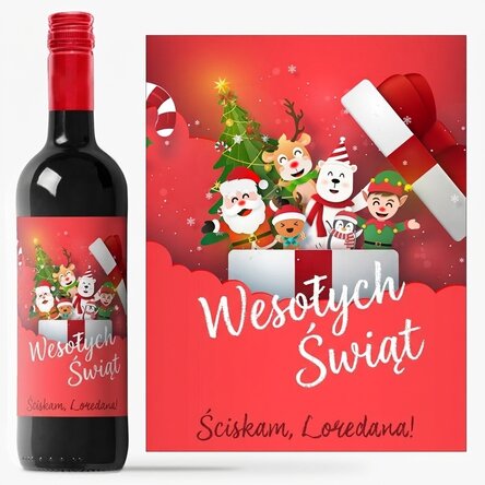 Wino z indywidualnym napisem – Santa & his friends