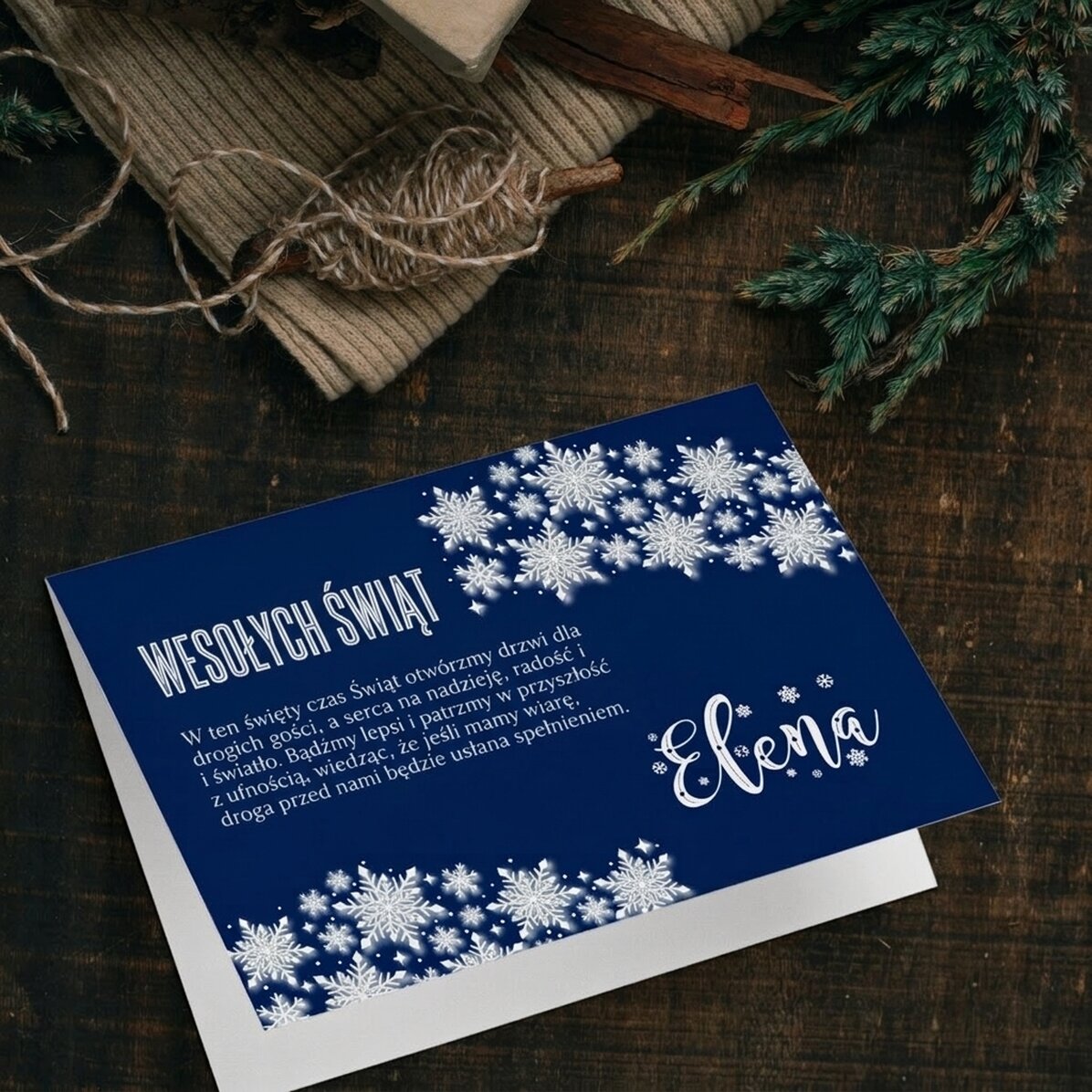 Spersonalizowana kartka świąteczna – Blue Christmas