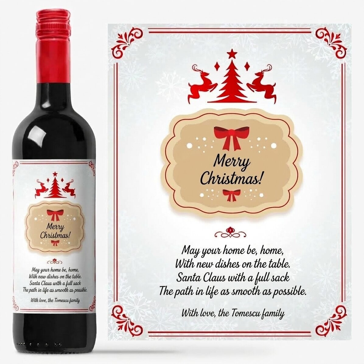 Wino z indywidualnym napisem – życzenia świąteczne