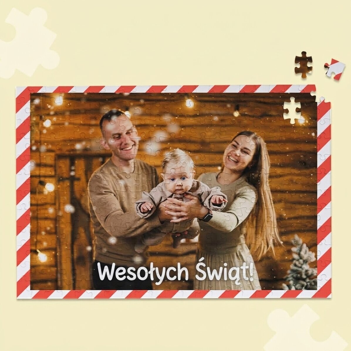 Spersonalizowana układanka ze zdjęciem, 40 x 28,5 cm – Wesołych Świąt