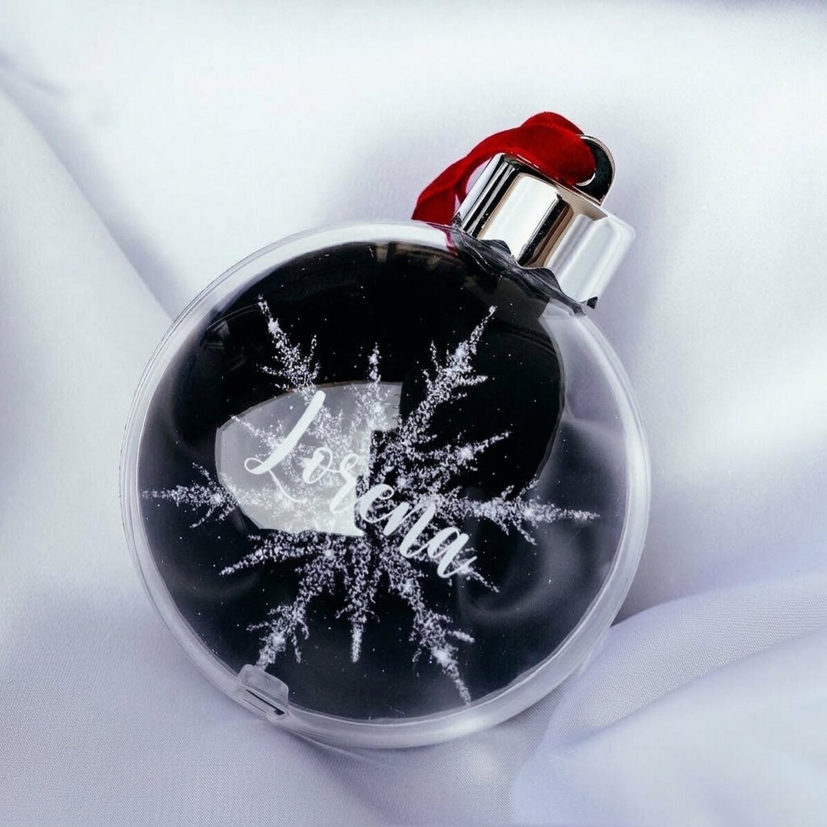 Spersonalizowana kula z Twoim imieniem – Silver Snowflake