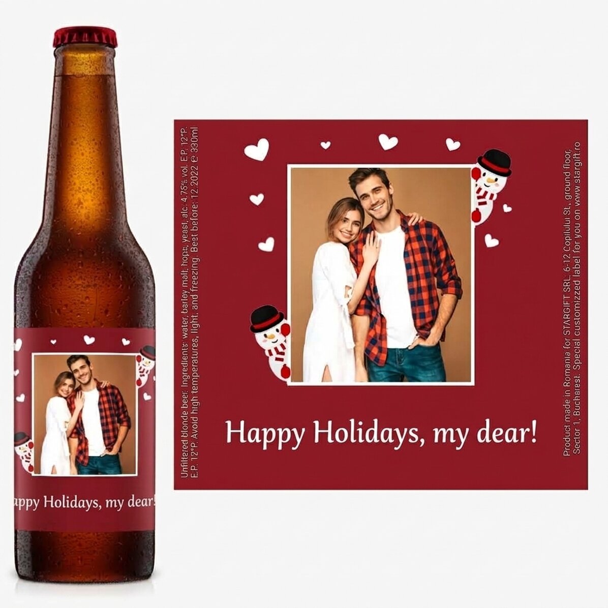 Personalised beer with photo and text - Christmas