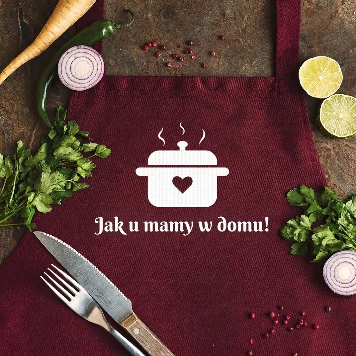 Fartuch z indywidualnym nadrukiem – Jak u mamy w domu!