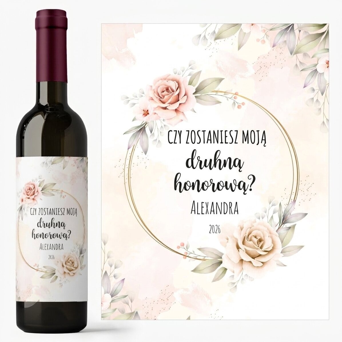 Wino z indywidualnym napisem – „Will you be my bridesmaid?”