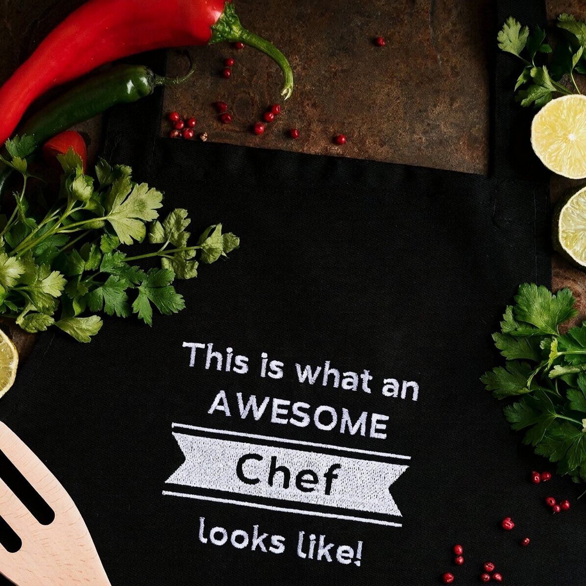 Customised apron with text - Awesome Chef