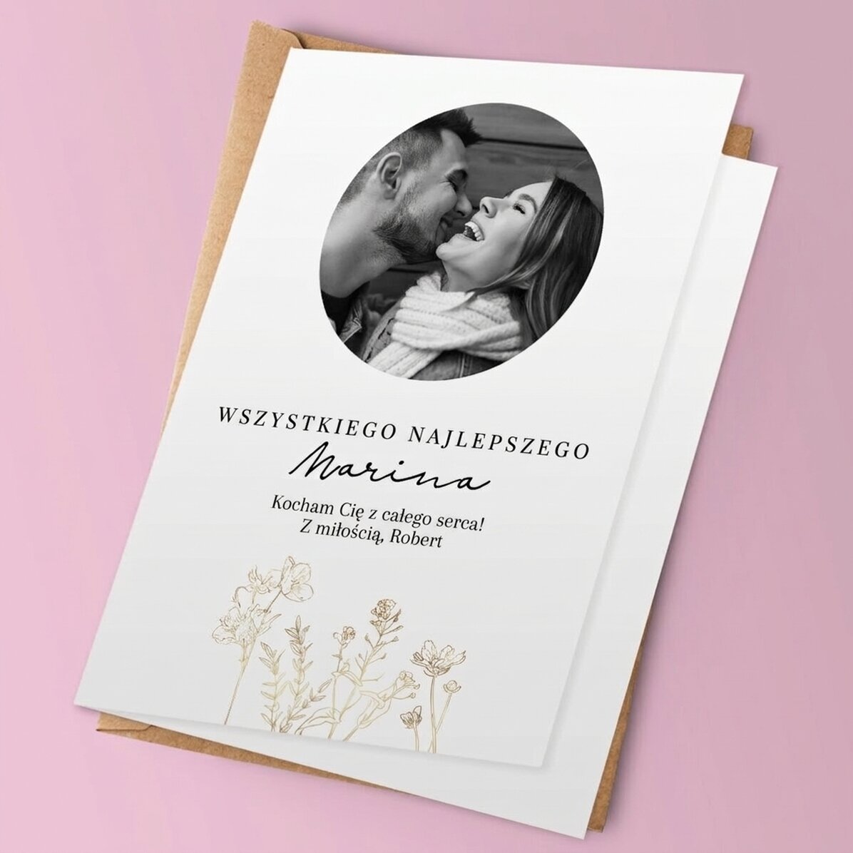 Spersonalizowana kartka z życzeniami ze zdjęciem i tekstem – Elegance