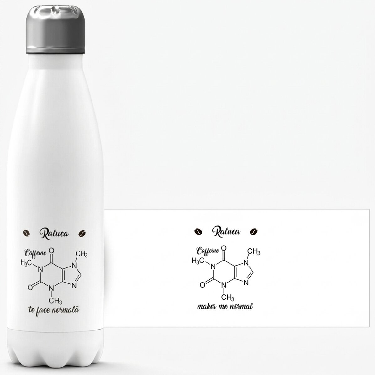 Termos z białą podstawą, spersonalizowany imieniem – Chemistry