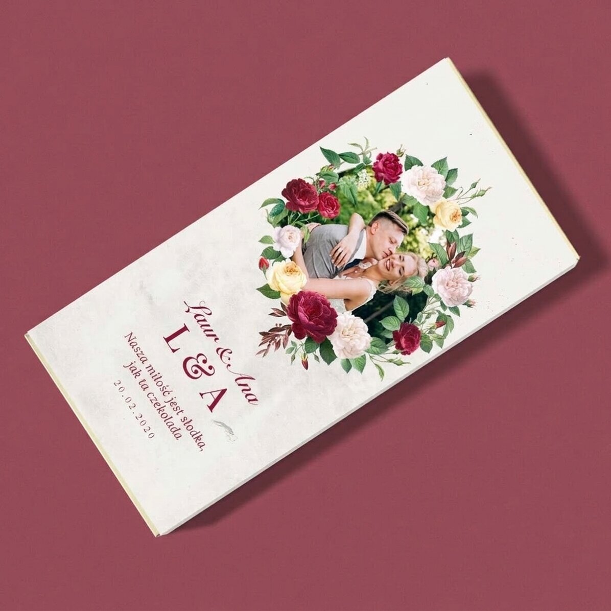 Czekoladki z indywidualnym napisem i zdjęciem – Kwiaty w stylu vintage