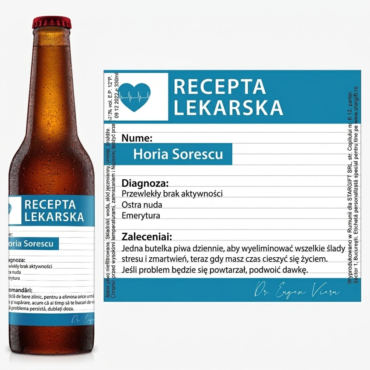 Piwo z indywidualnym nadrukiem – Recepta lekarska
