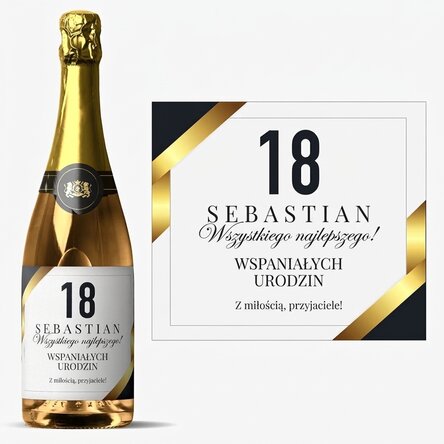 Wino musujące z indywidualnym napisem z okazji osiągnięcia pełnoletności