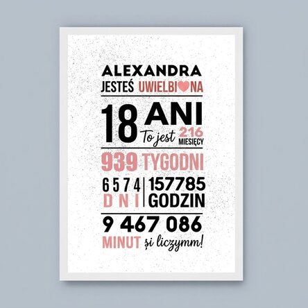 Spersonalizowany obraz z napisem – 18 lat
