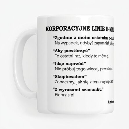 Spersonalizowany kubek z napisem – adres e-mail firmowy