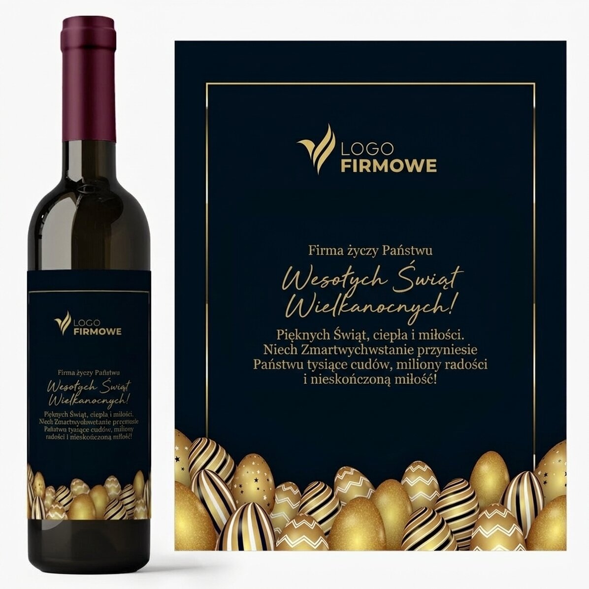 Wino z indywidualnym nadrukiem z logo i napisem na Wielkanoc