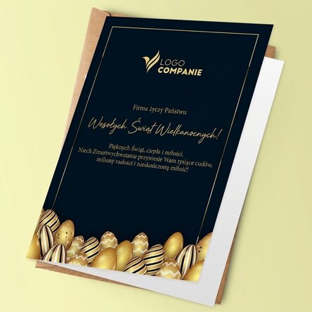Spersonalizowana kartka z życzeniami z logo i wiadomością na Wielkanoc