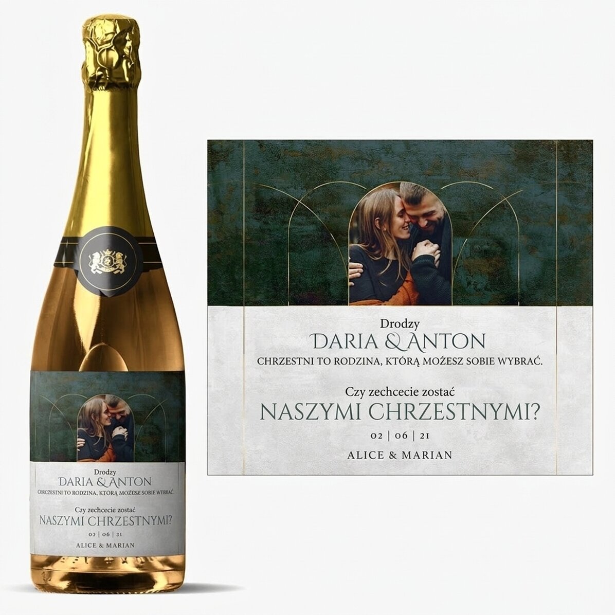 Wino musujące z indywidualnym nadrukiem i zdjęciem – Czy zechcielibyście zostać naszymi rodzicami ch