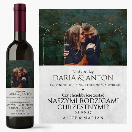 Wino z indywidualnym nadrukiem tekstu i 1 zdjęciem – Czy zechcielibyście zostać naszymi rodzicami ch
