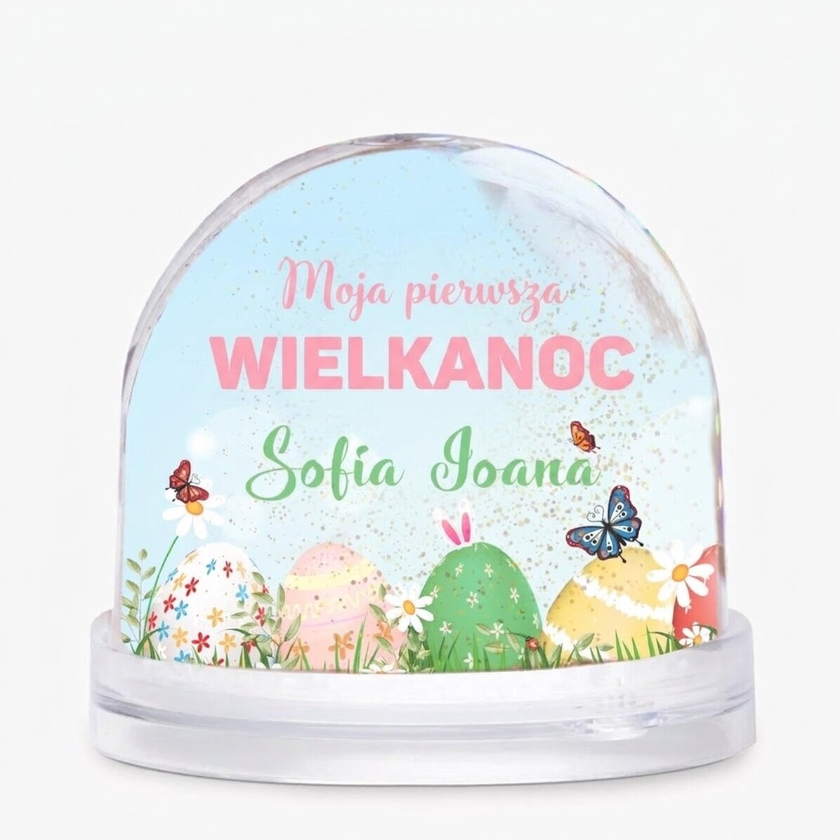 Spersonalizowana kula biurkowa ze zdjęciem i napisem – Moje pierwsze Wielkanoc